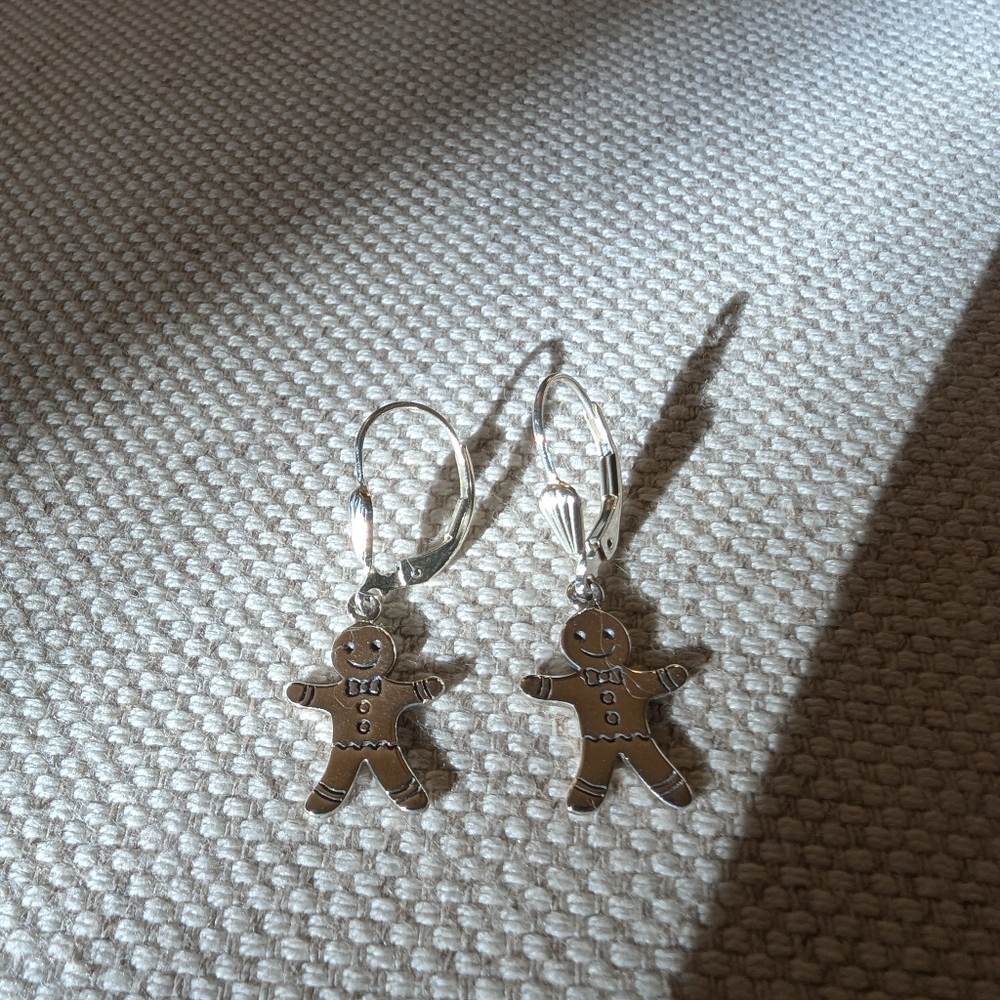 Sterling Silver Gingerbread Man Earrings